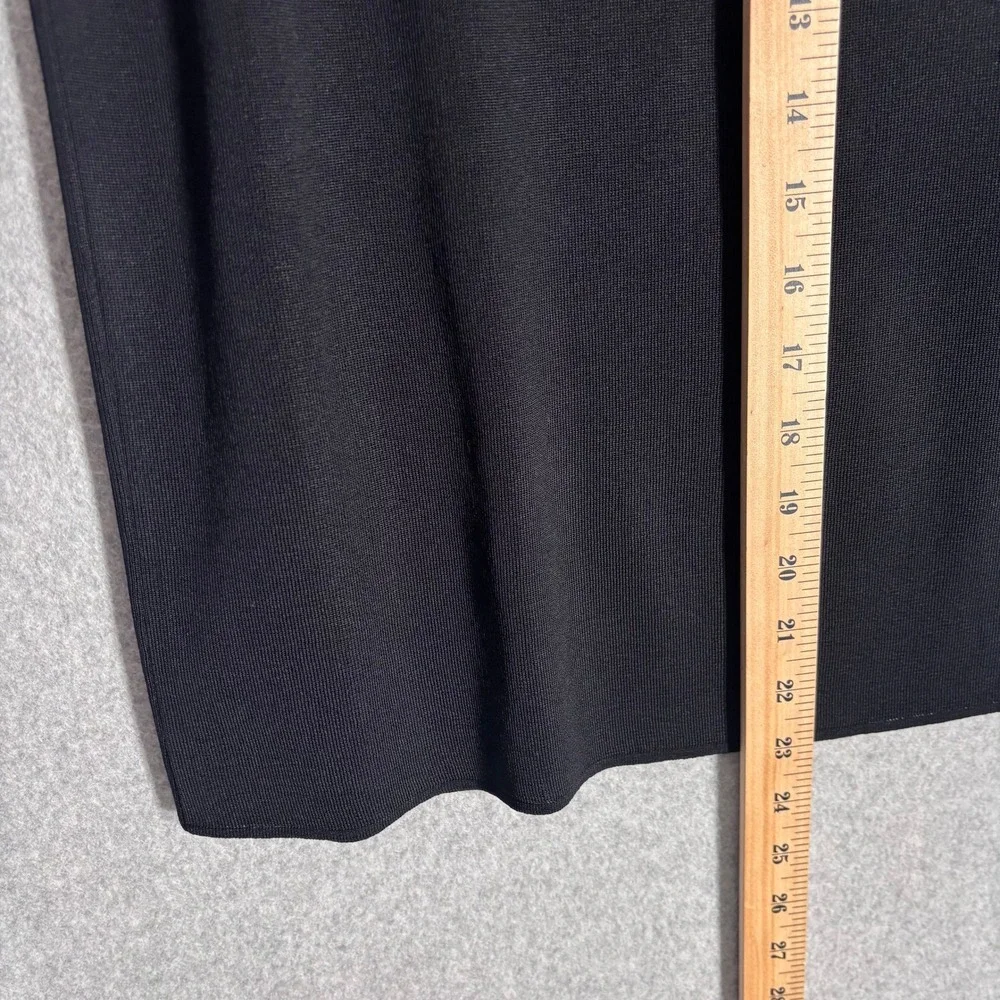 Misook Knit Pencil Skirt Small Black Slinky Liquid Quiet Luxury Minimal Acrylic